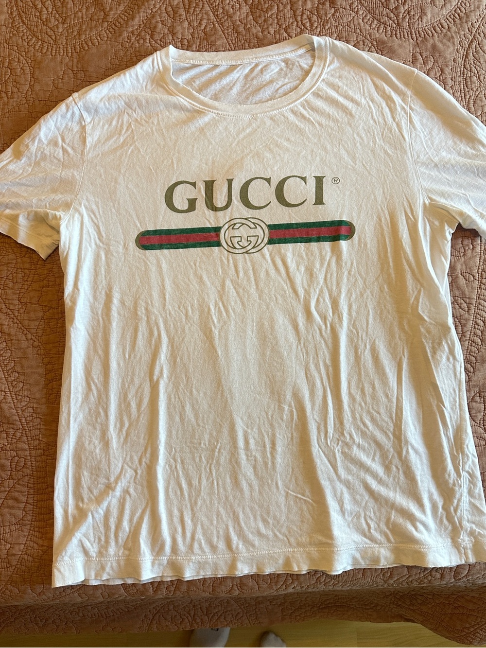 Gucci White Cotton Logo Tee